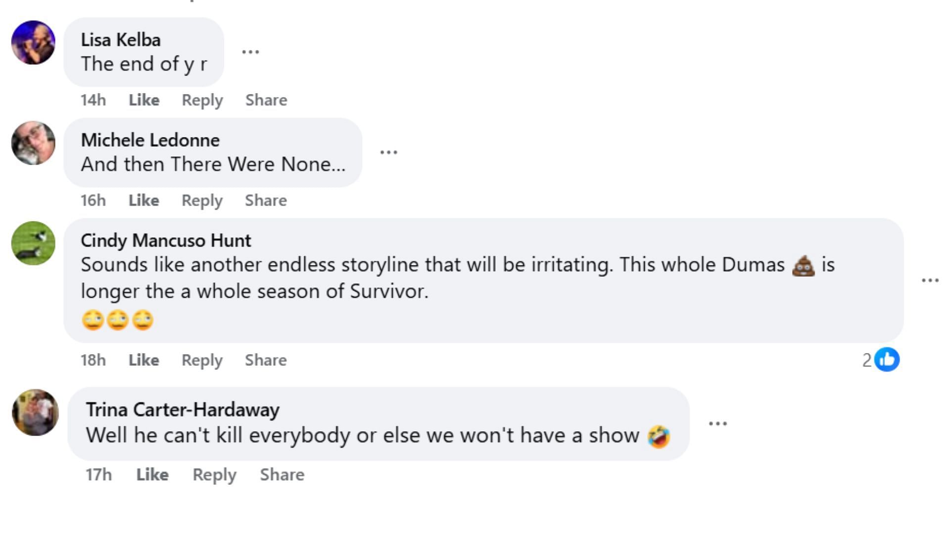 Comments by fans on the post (Image via Facebook/Evelyn Rutledge)